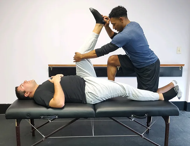 Helping a client with appropriate stretching